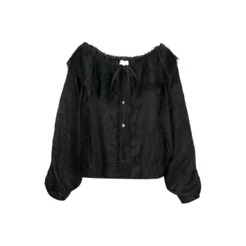 Patou Laced Detail Tie-Neck Blouse