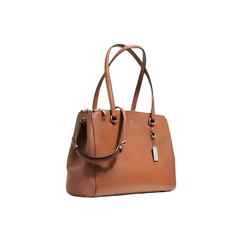 COACH Stanton Cross-Stitch Leather Handbag Shoulder Bag Crossbody Bag Medium Size Women's Brown-1