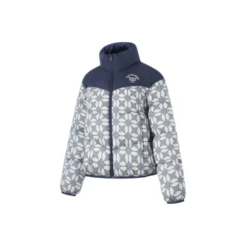 LiNing Sports Life Collection Down Jacket Women's Standard White/Deep Iris Blue All Over Print