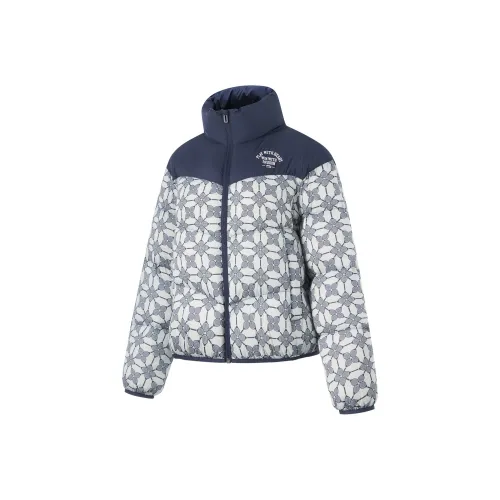 LiNing Sports Life Collection Down Jacket Women's Standard White/Deep Iris Blue All Over Print