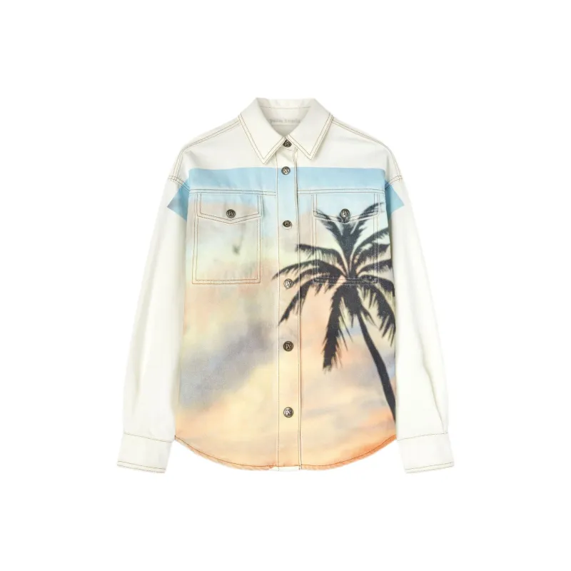 PALM ANGELS Sunrise Palm Denim Overshirt-0