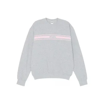 Victoria's Secret PINK Ivy Fleece Classic Bling Crew Sweatshirt/MHG Sweatshirt Women's Medium Gray