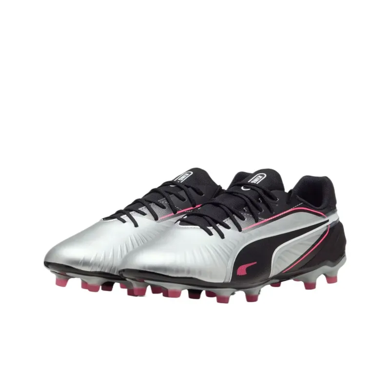 PUMA KING MATCH Anti Slip Wear Resistant Soccer Shoes Unisex Silver Black-2