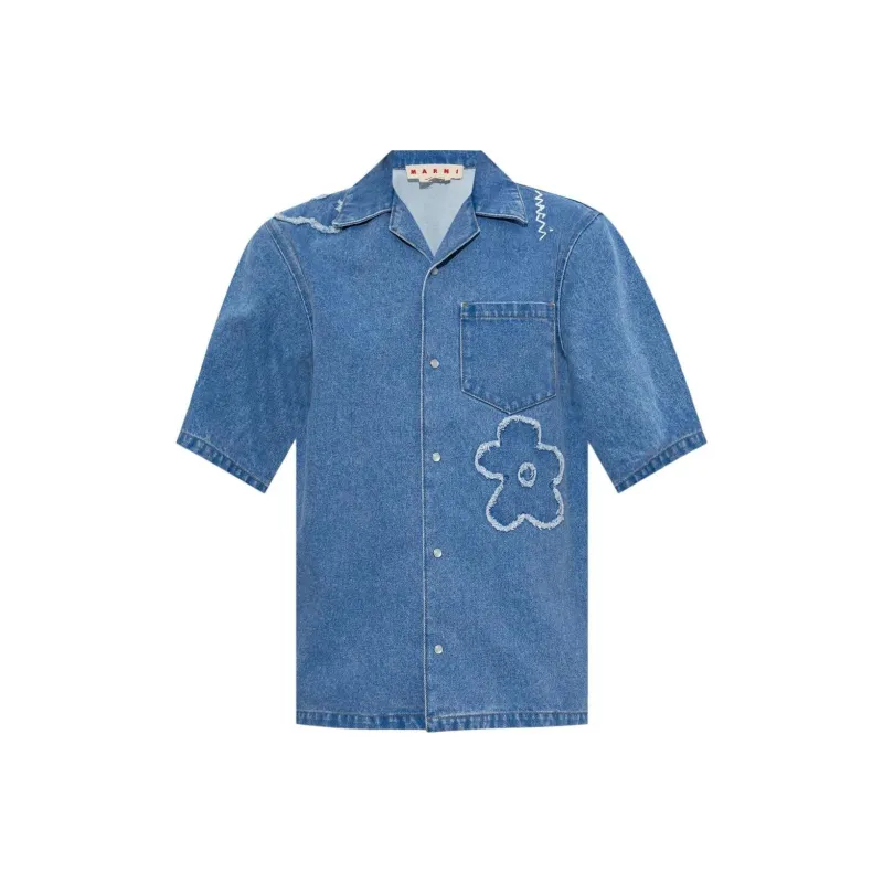 MARNI Logo Embroidered Denim Shirt-0