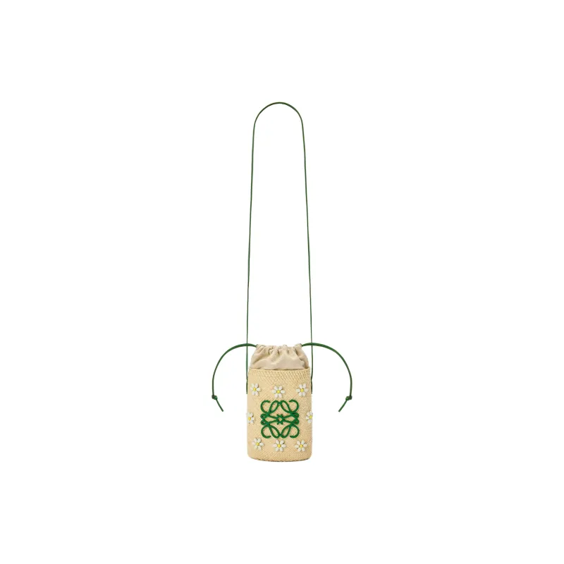 LOEWE Palm Leaf With Cow Leather Shoulder Bag, Crossbody Bag Trumpets Women's Tropical Green & White-1