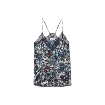 Zadig & Voltaire Butterflies Printed Lace Detailed Top