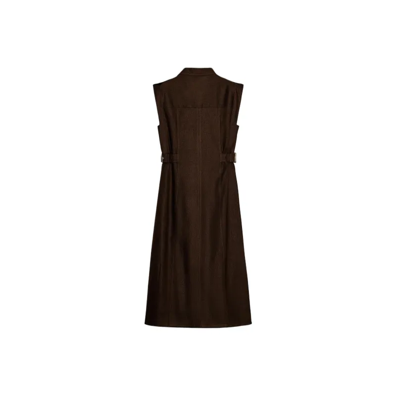 ZARA Sleeveless Dress Women's Brown-1