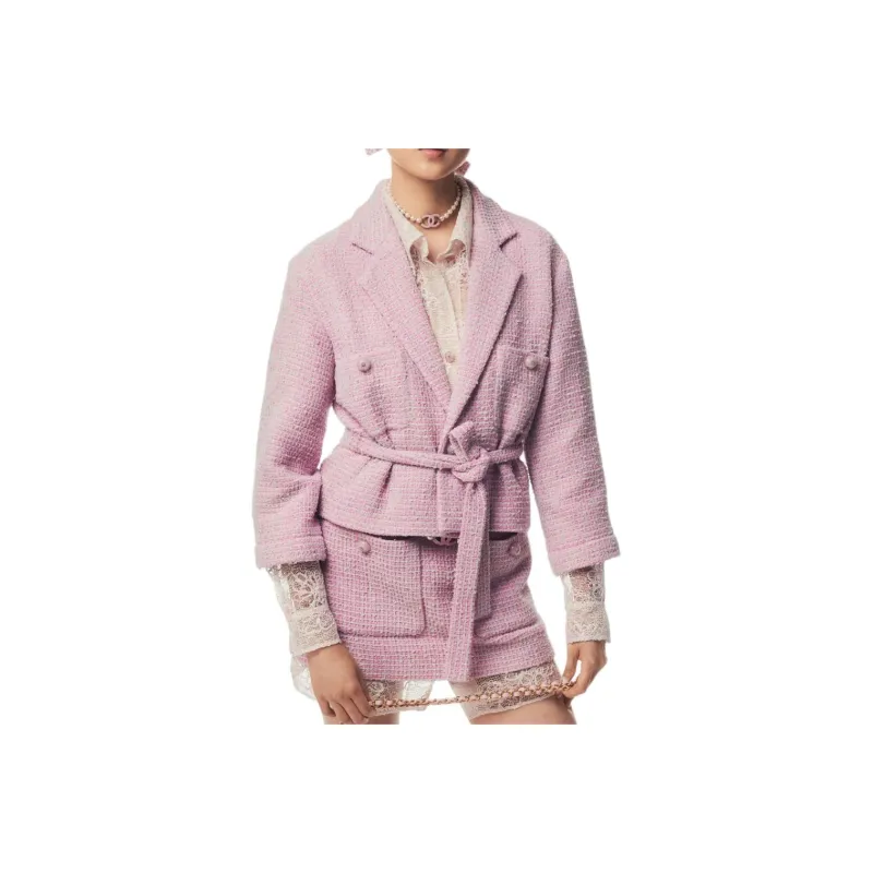 CHANEL 25P Jackets Coats Women's Light Pink Red-0