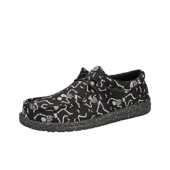 Heydude Wally Skeletons Abrasion Resistant Low Top Canvas Shoes Men's Black