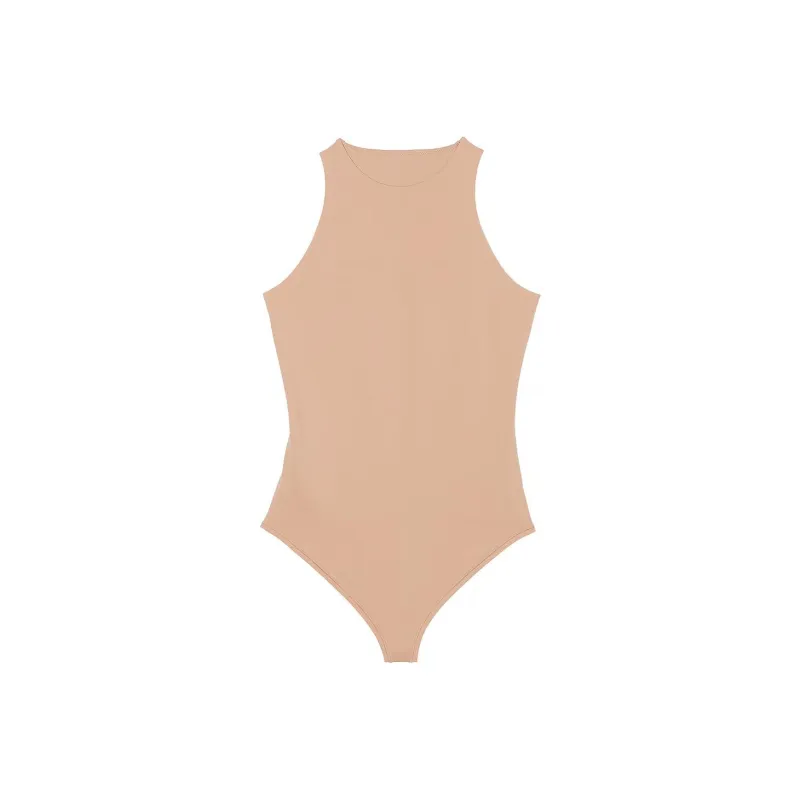 Victoria's Secret PINK Base Stretch High-Neck Bodysuit / Praline Bodysuits Women's Fruit Seed Candy-0
