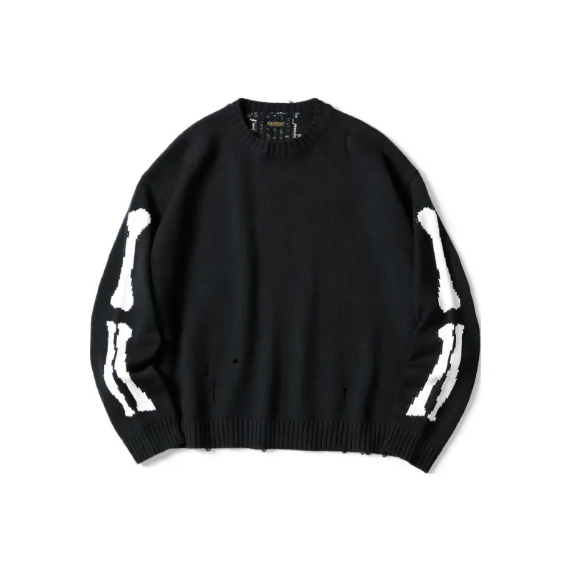 Kapital 5G Cotton Knit Bone Crewneck Black-2