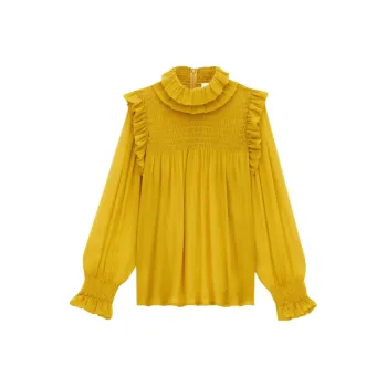 SAINT LAURENT Ruffled Long Sleeved Blouse