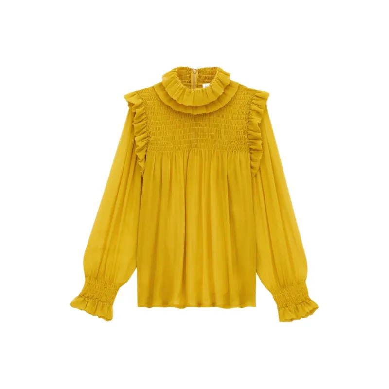 SAINT LAURENT Ruffled Long Sleeved Blouse-0