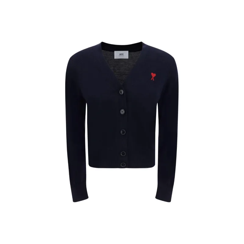 AMIPARIS Logo embroidered Merino Wool Cardigan-0