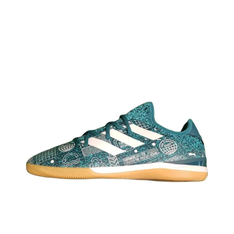 Adidas Gamemode Indoor Anti Slip Wear Resistant Soccer Shoes Men's White Green-0