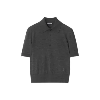 Burberry Logo Embroidered Knitted Polo Top