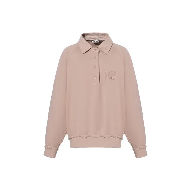 MIU MIU Logo Detailed Polo Sweatshirt-0