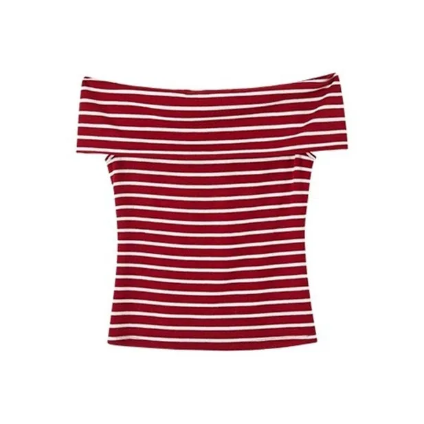 HDFULERN T Shirt Women's Red Stripes-1
