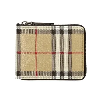 Burberry Cow Leather Wallet Men's Khaki & Brown & Black