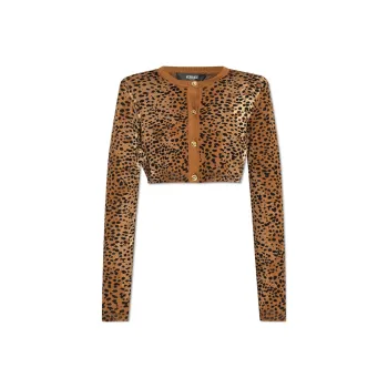 VERSACE Animal Motif Cropped Cardigan