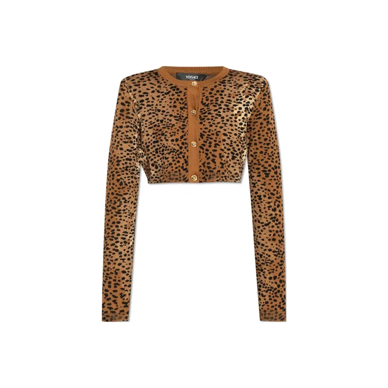 VERSACE Animal Motif Cropped Cardigan-0