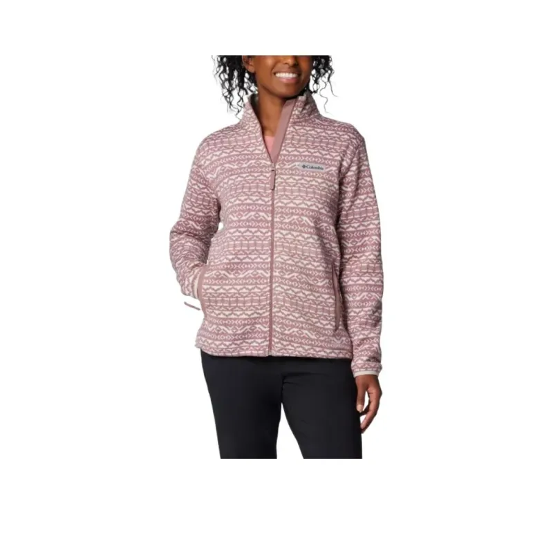 Columbia Sweater Weather Printed Full Zip Jacket Jacket Women's Pink-0