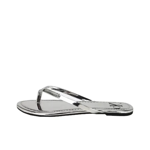 CALVIN KLEIN Slip Resistant Flip Flops Women's Silver