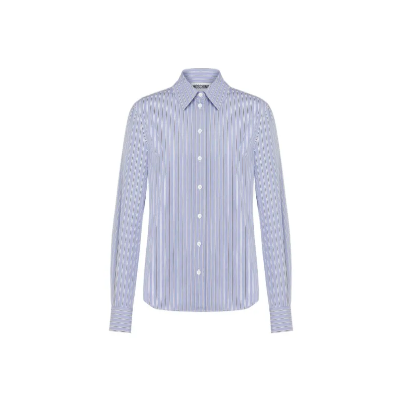 MOSCHINO Striped Poplin Shirt Shirt Women's Blue-0