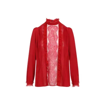 Valentino Lace Trim Ruffled Blouse