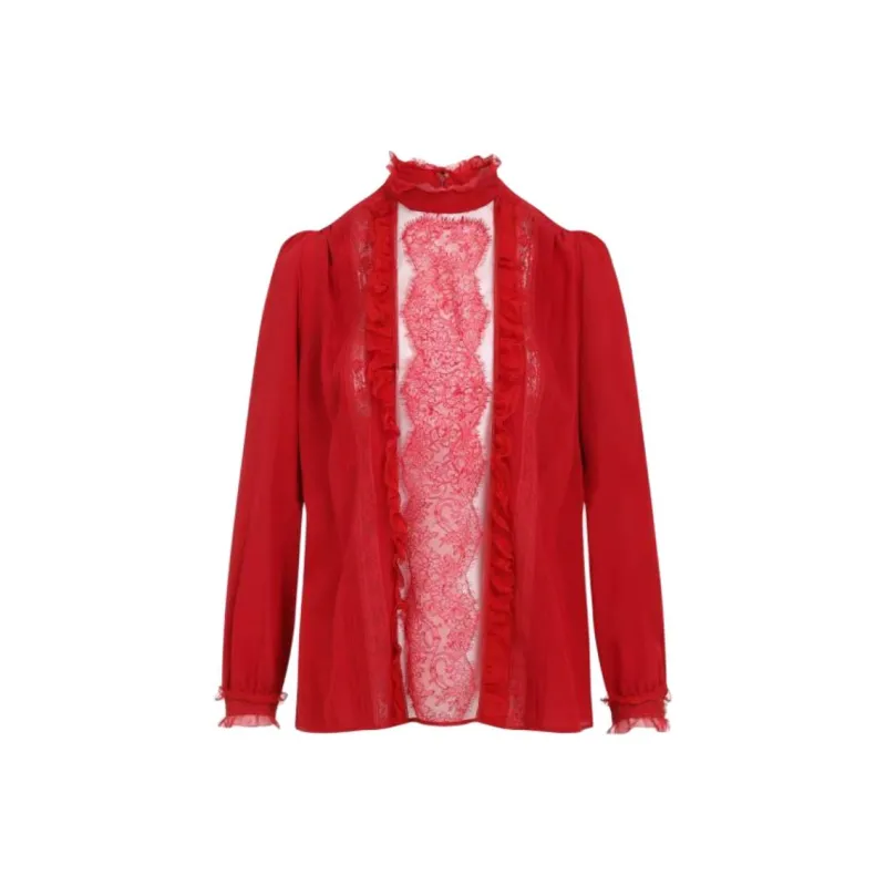 Valentino Lace Trim Ruffled Blouse-0