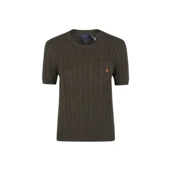 Polo Ralph Lauren Logo Embroidered Cable Knit Crewneck Top