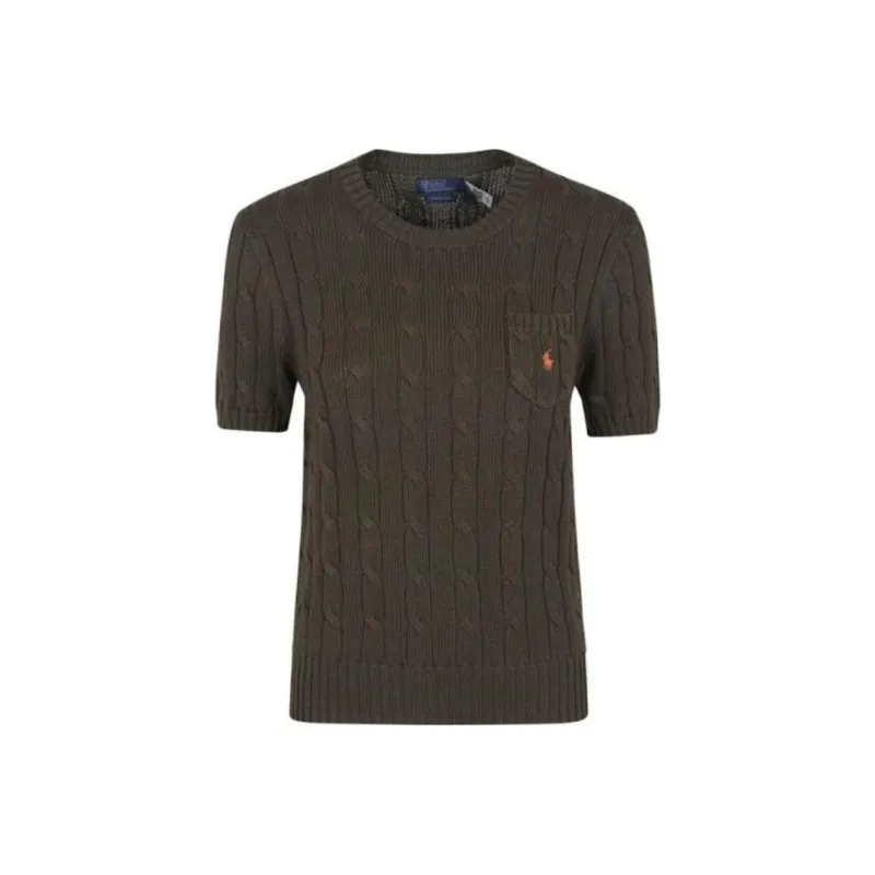 Polo Ralph Lauren Logo Embroidered Cable Knit Crewneck Top-0
