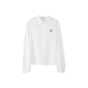 Fstudio Korean Style Early Spring Preppy Style Peter Pan Collar Top Shirt Women's White