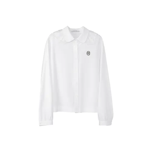 Fstudio Korean Style Early Spring Preppy Style Peter Pan Collar Top Shirt Women's White