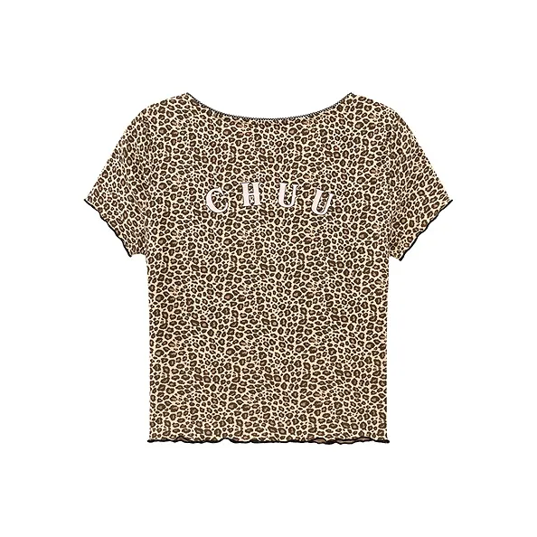 CHUU T Shirt Women's Leopard Print Coffee-1