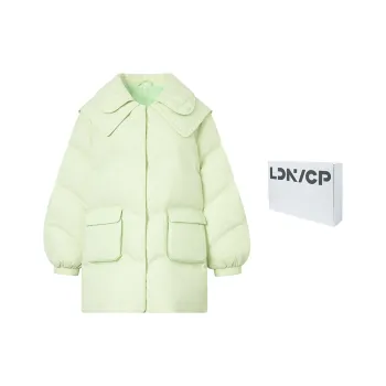 CHENPENG LDN Solid Color Peter Pan Collar Loose Fit Down Jacket Women's