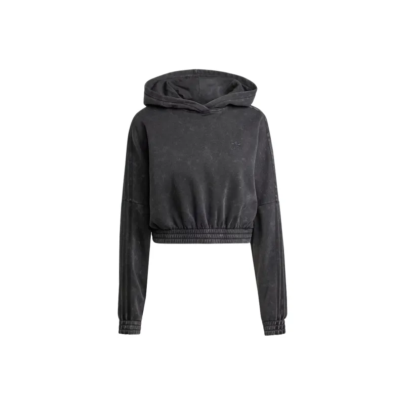 Adidas Washed Out Crop Oversized Zip Hoodie Black-0