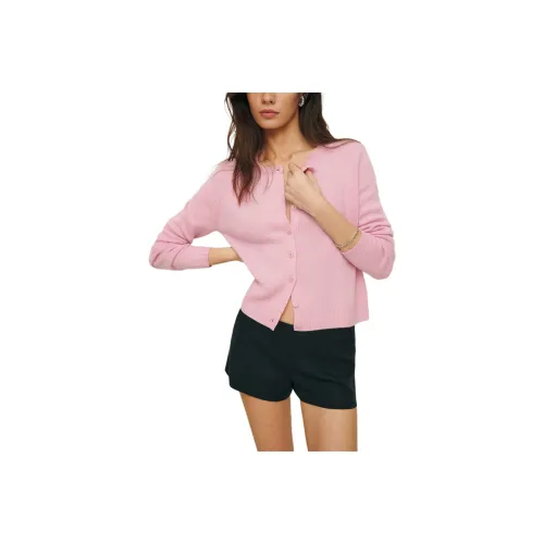 REFORMATION Clara Cashmere Crew Cardigan Cashmere Sweater Women's Pink