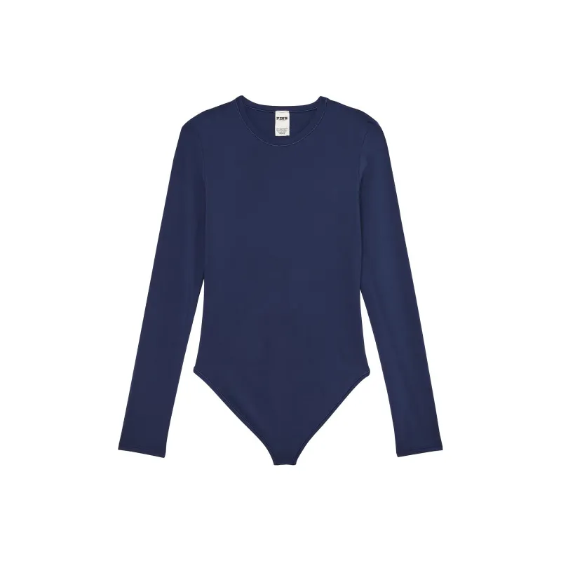 Victoria's Secret PINK Base Stretch Long-Sleeve Bodysuit/Midnight Navy Bodysuits Women's Midnight Marine-0