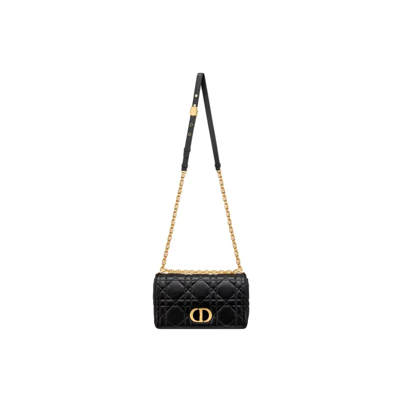 DIOR Caro Sheepskin Shoulder Bag Medium Size Women's Black-1