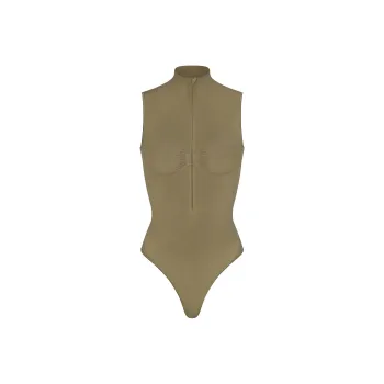 SKIMS SEAMLESS SCULPT ZIP FRONT SLEEVELESS THONG BODYSUIT Bodysuits Women's ARMY/Army Green