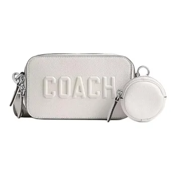 COACH Charter Polished Litchi Grain Leather Crossbody Bag Shoulder Bag Small Size Men's Chalk White