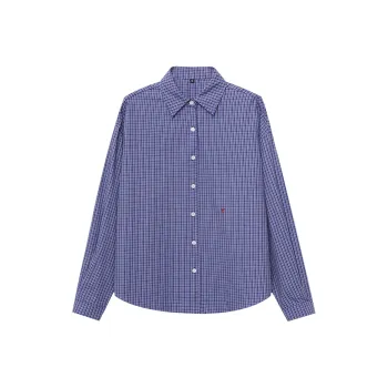 CHARM PICK Shirt Women's Blue Plaid