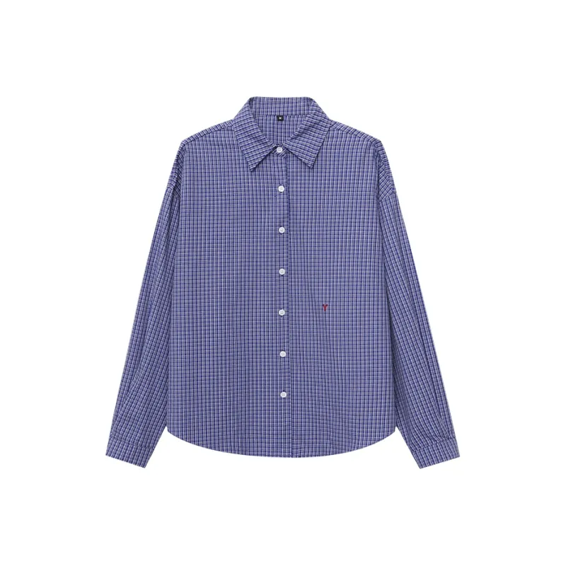 CHARM PICK Shirt Women's Blue Plaid-0
