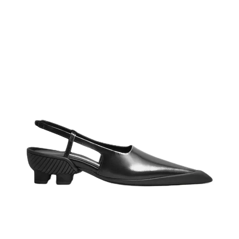MIISTA Annya Silver Courts Irregular Heel High Heels 5cm Women's Black-1