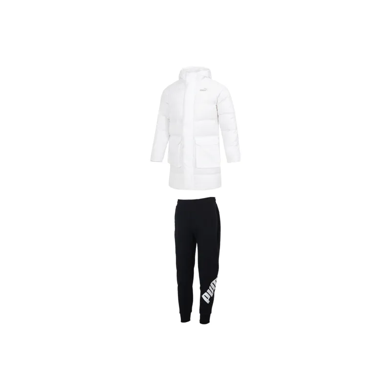 PUMA Casual Sportswear Men Set White Down Jacket+Black Pants-0