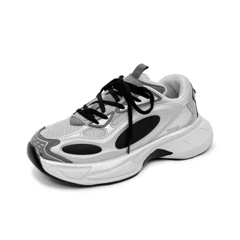 Slazenger Anti Slip Wear Resistant Low Top Chunky Sneakers Unisex Silver