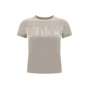 Chloé Velvet Logo Crewneck T Shirt