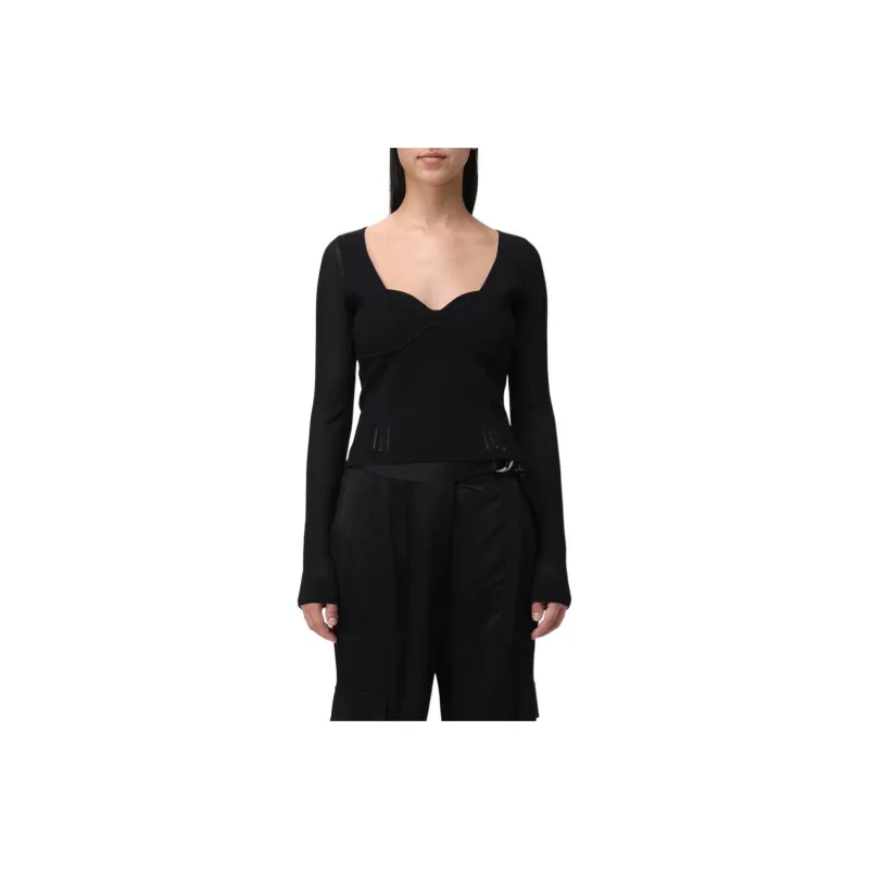 JONATHAN SIMKHAI Sweetheart neck Fine knit Top-0
