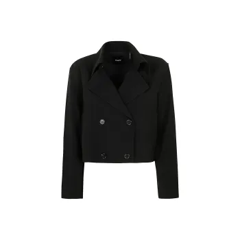 THEORY Admiral Crepe Double Breasted Crop Trench Coat